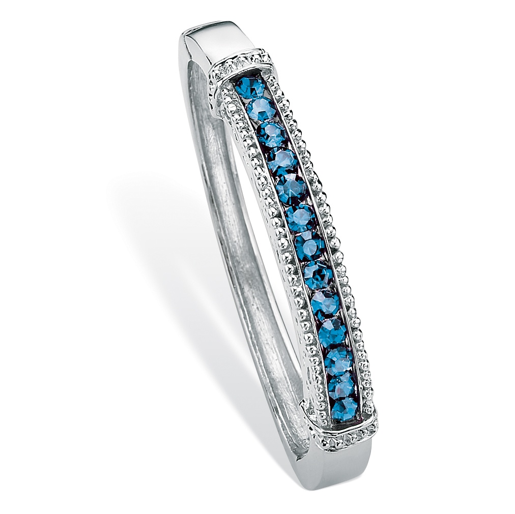 Silver Tone Birthstone Channel Bangle Bracelet