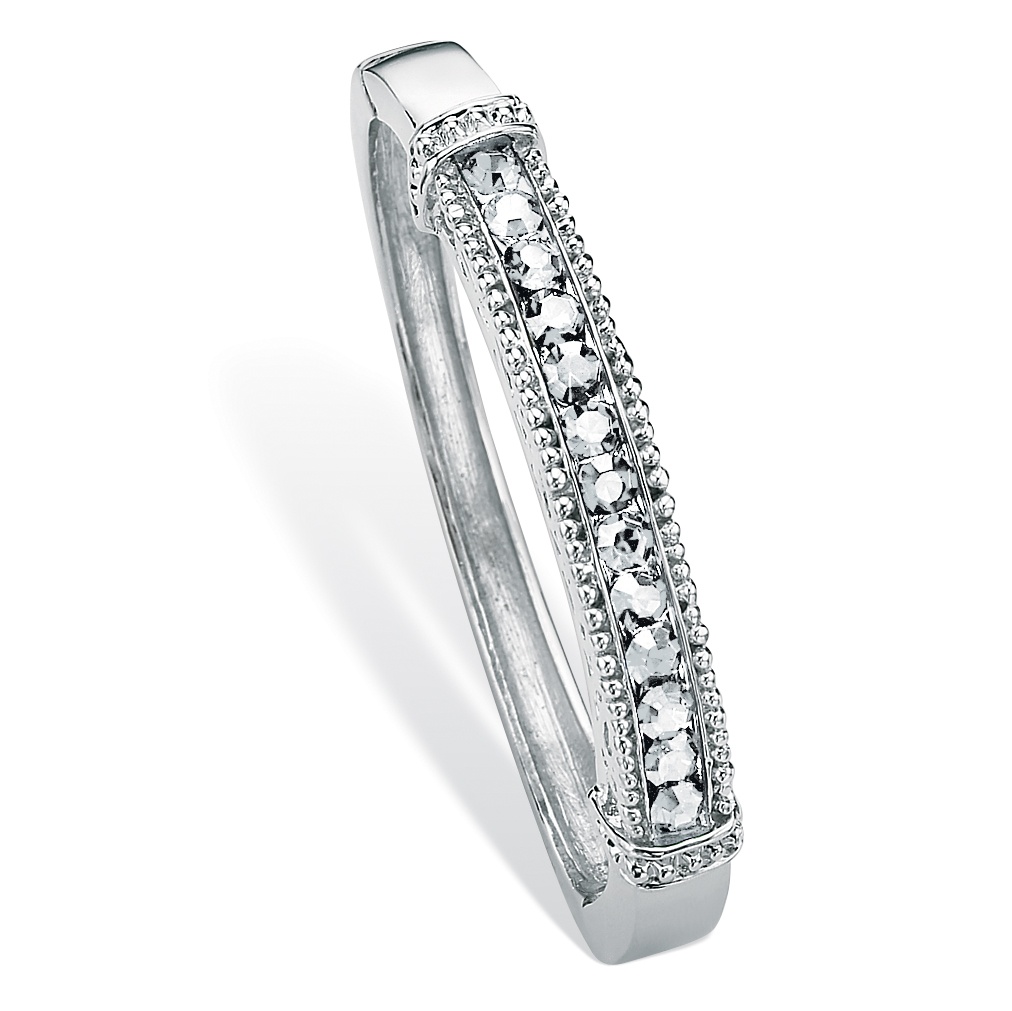 Silver Tone Birthstone Channel Bangle Bracelet