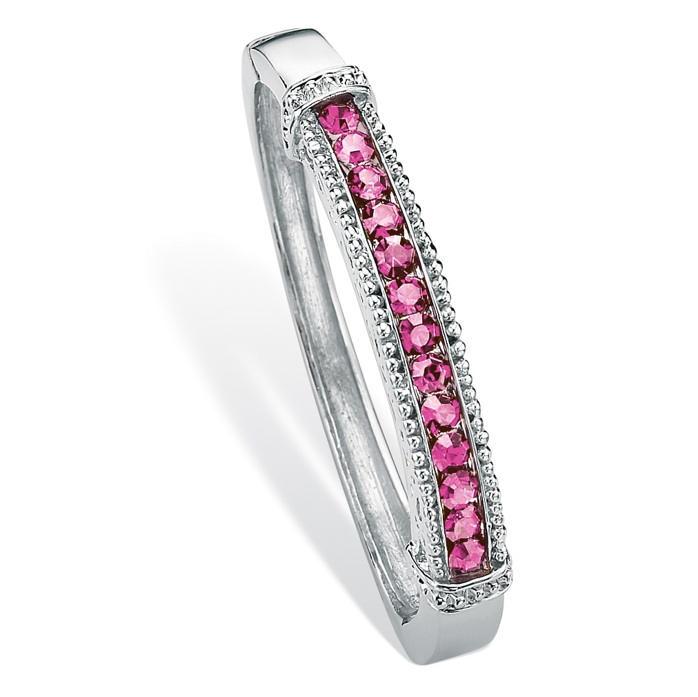 Silver Tone Birthstone Channel Bangle Bracelet
