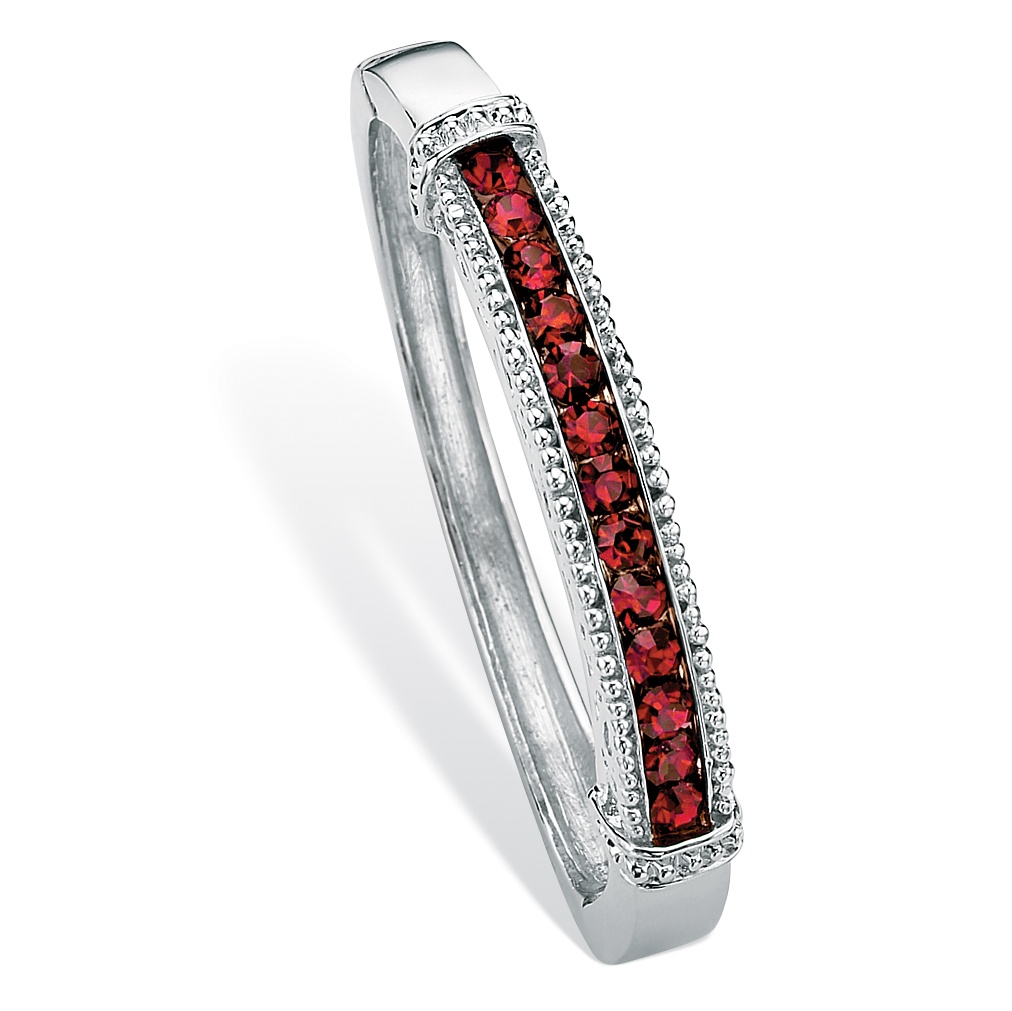 Silver Tone Birthstone Channel Bangle Bracelet