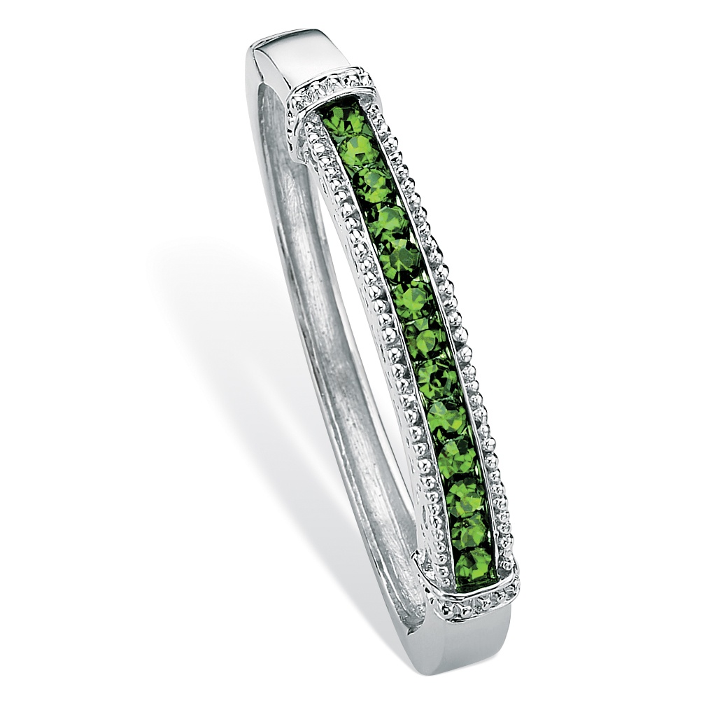 Silver Tone Birthstone Channel Bangle Bracelet