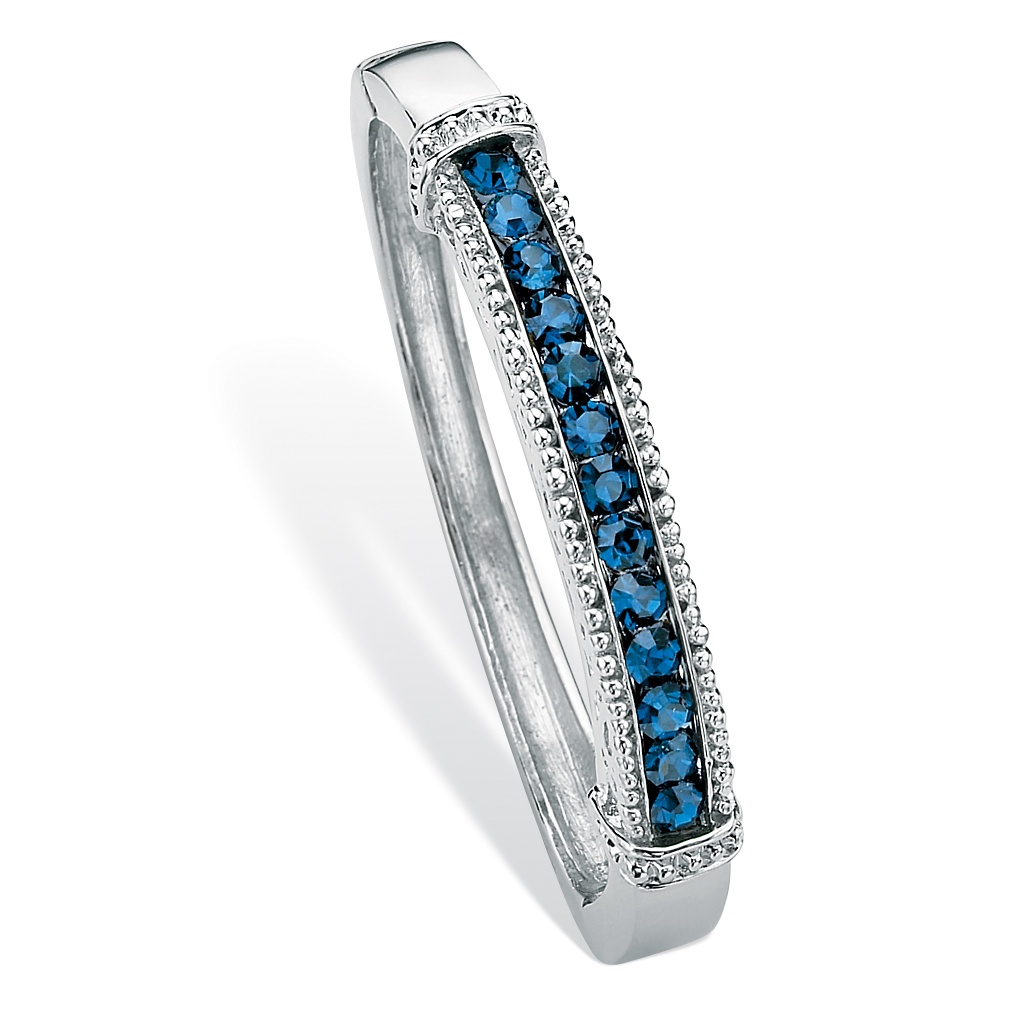 Silver Tone Birthstone Channel Bangle Bracelet