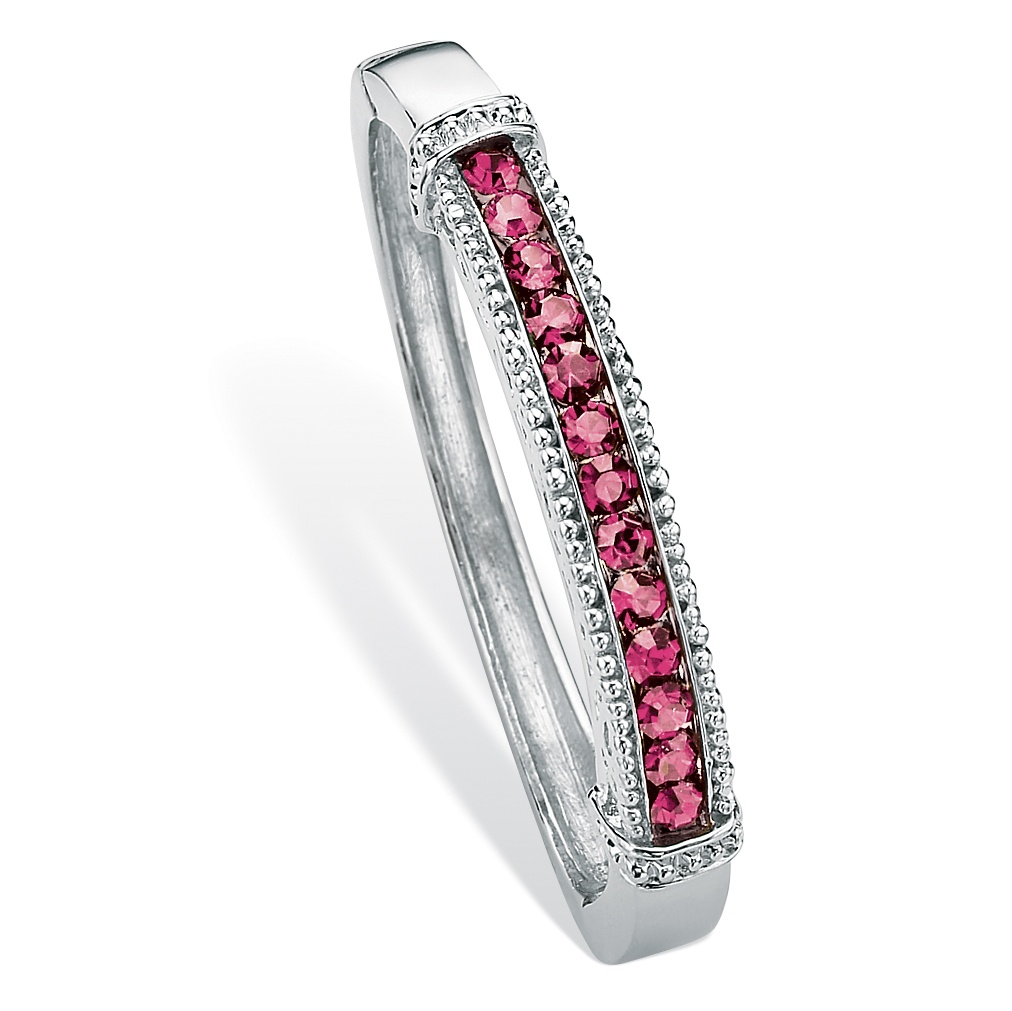 Silver Tone Birthstone Channel Bangle Bracelet
