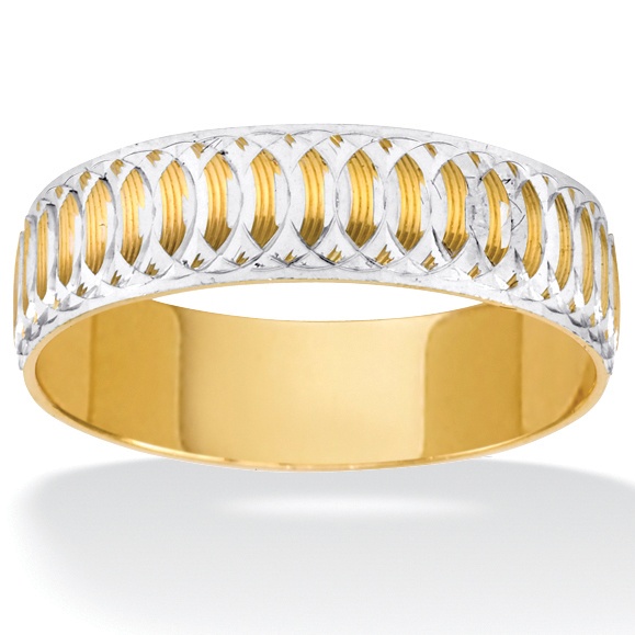 Men's Tutone 10k Gold Circle Wedding Band Ring
