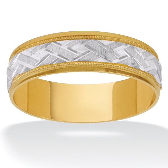 10K Tutone Gold Men's Weave-Style Wedding Band