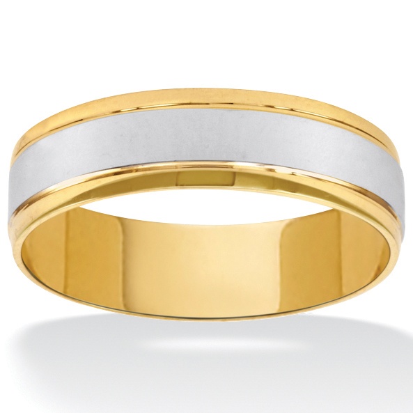 10K Tutone Gold Men s Comfort-Fit Wedding Band