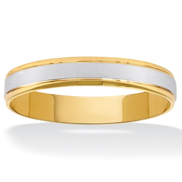 Tutone 10K Gold Sleek Men's Comfort-Fit Wedding Band