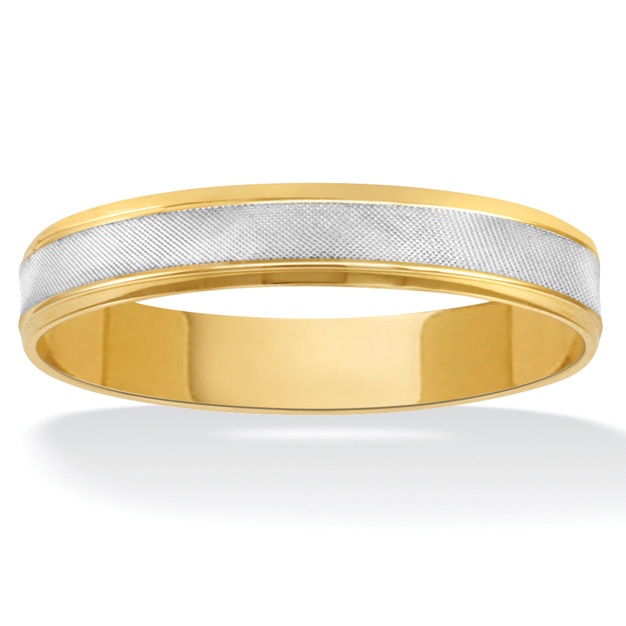 Polished Tutone 10K Gold Men's Comfort-Fit Wedding Band