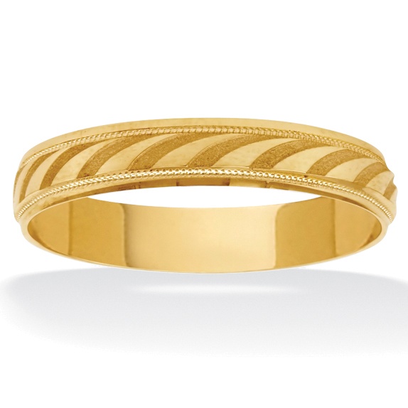 10K Gold Men's Beaded Trim Comfort-Fit Wedding Band