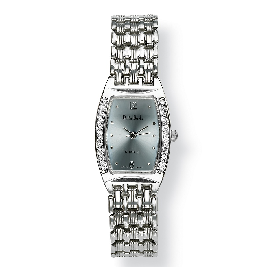 Silvertone Metal Delta Burke Crystal Bezel Watch