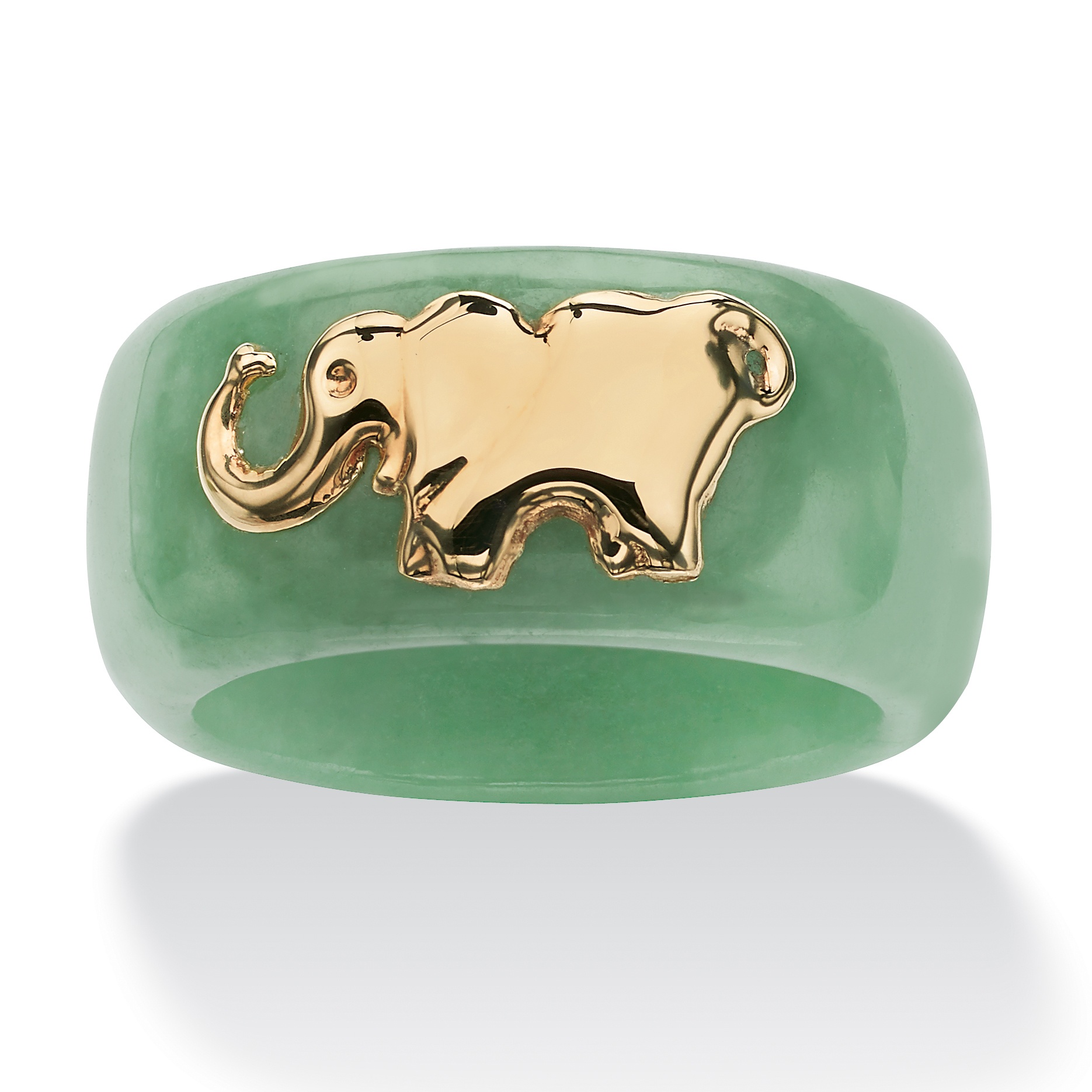 10k Gold Green Jade Elephant Band