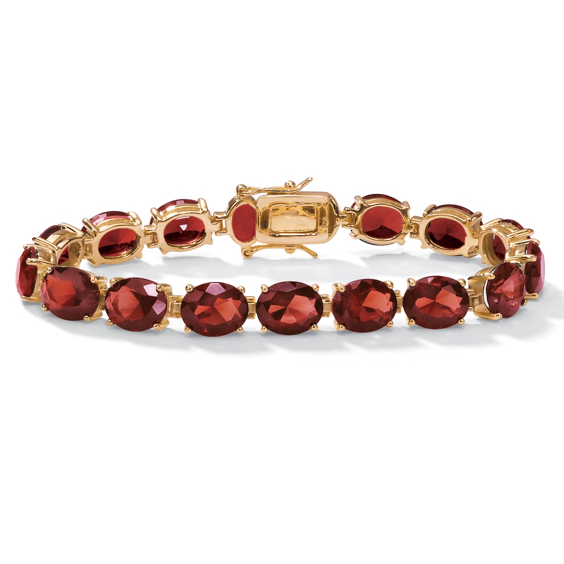 14K Gold-Plate Garnet-Colored Glass Tennis Bracelet