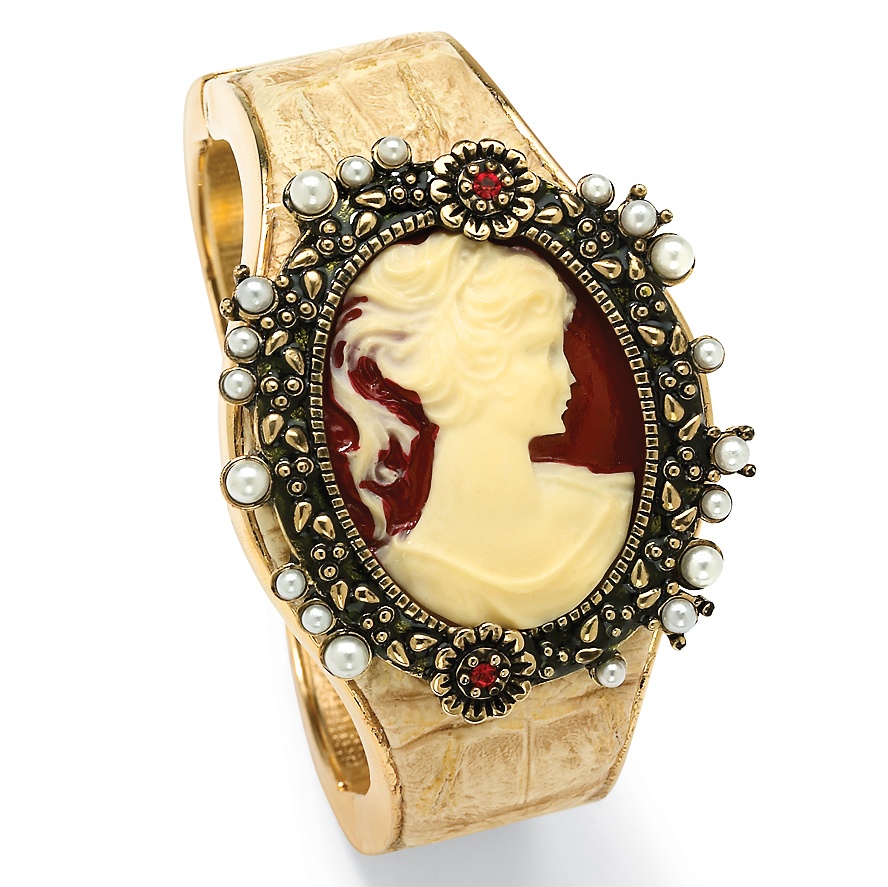 14K Gold-Plate Antiqued Cameo Cuff Bracelet