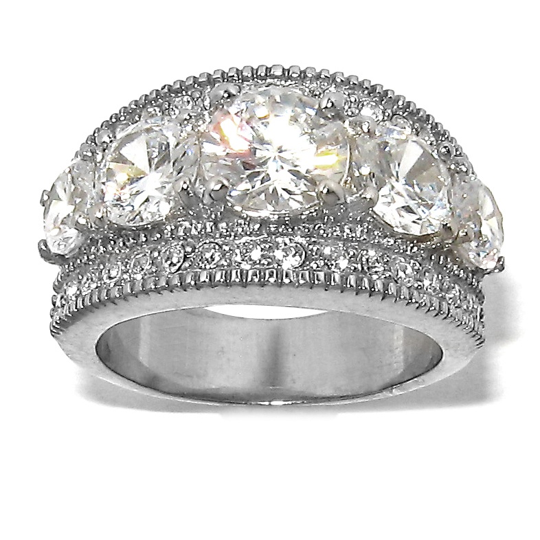 Platinum Over Sterling Silver DiamonUltra&trade; Cubic Zirconia ...