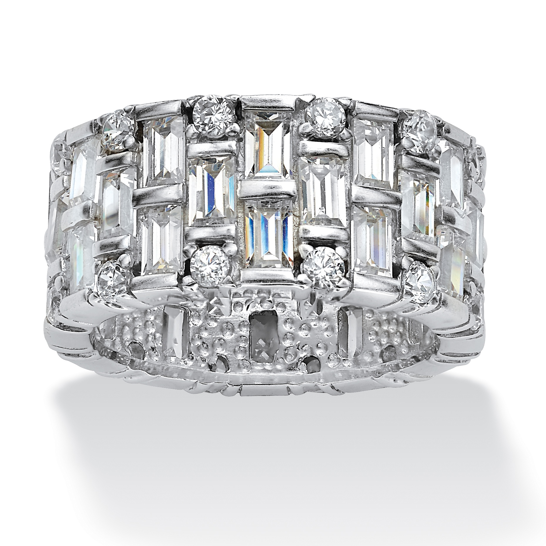 Platinum Over Sterling Silver DiamonUltra&trade; Cubic Zirconia Eternity Band