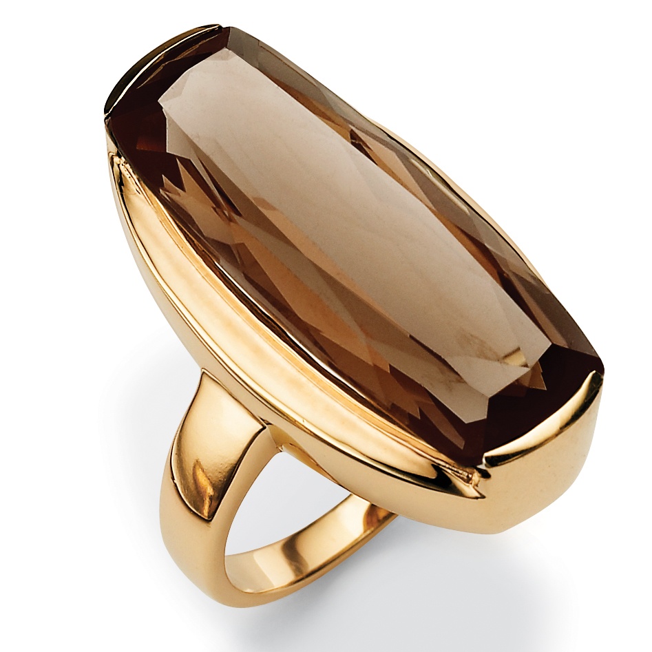 Smoky Quartz Ring 18k Gold over Sterling Silver