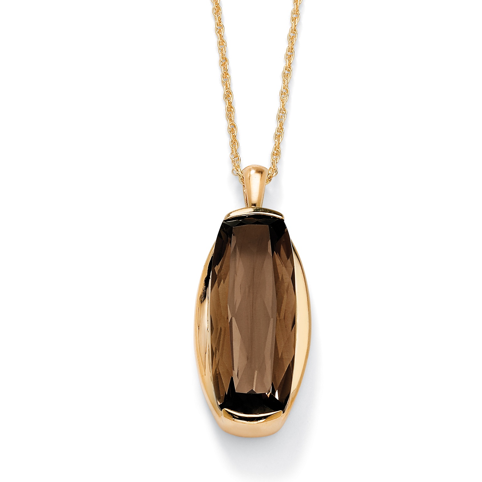 18k Gold Over Sterling Silver Smoky Quartz Pendant With Chain