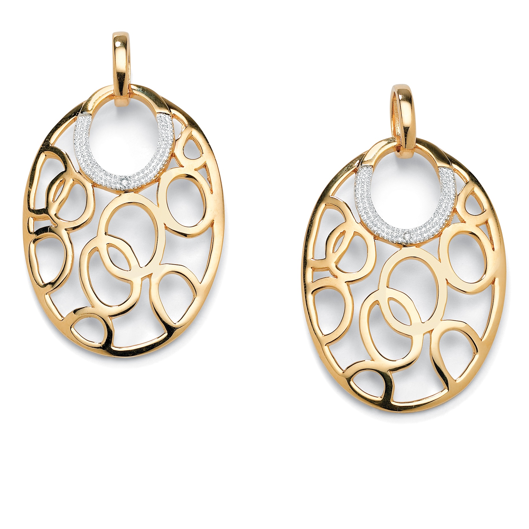 18k Gold Over Sterling Silver Diamond Accent Pierced Earrings