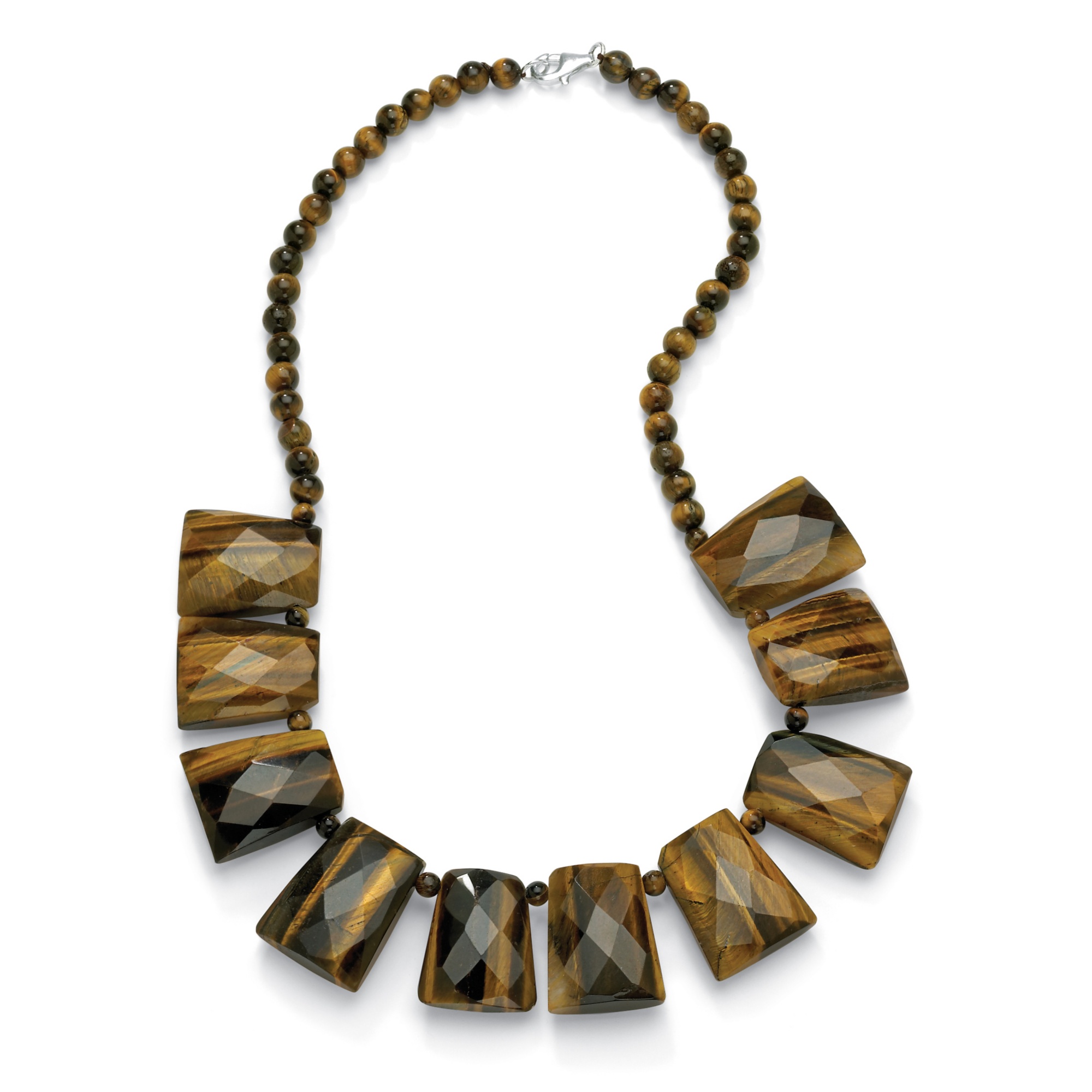 Silvertone Tiger's-Eye Beaded Necklace