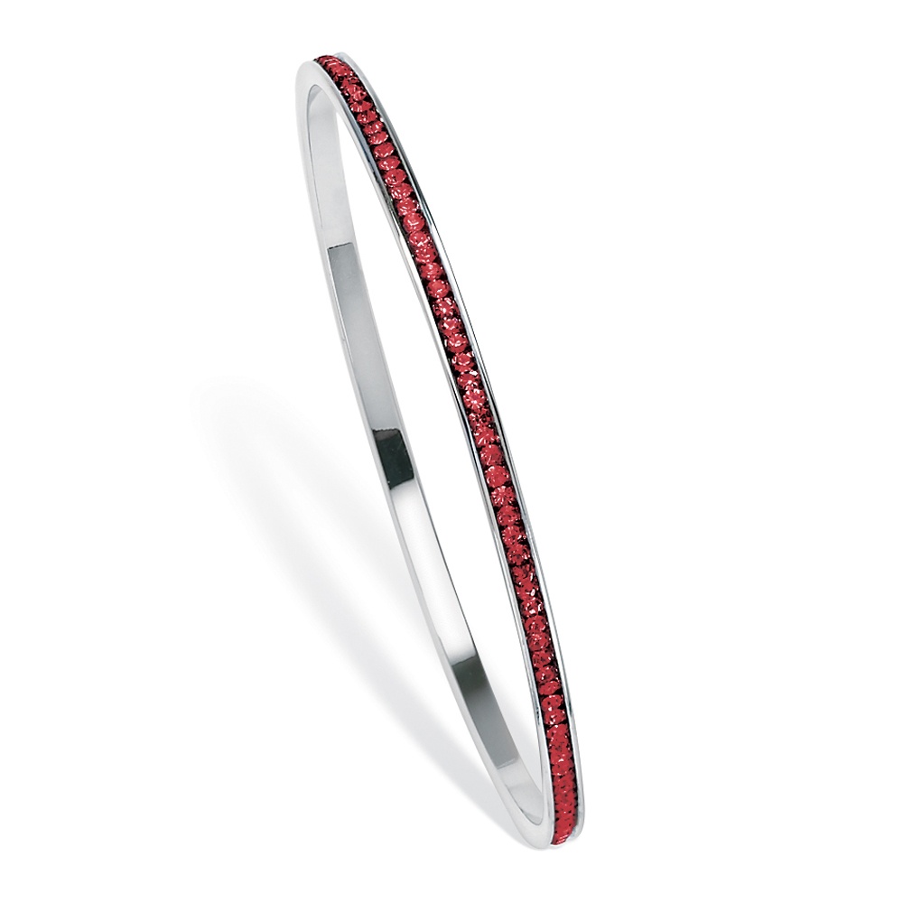 Silver Tone Birthstone Eternity Bangle Bracelet