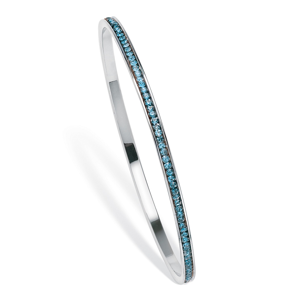Silver Tone Birthstone Eternity Bangle Bracelet