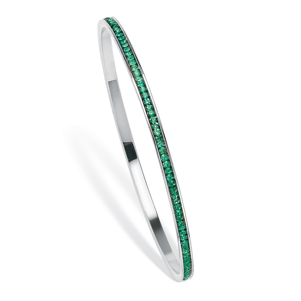 Silver Tone Birthstone Eternity Bangle Bracelet