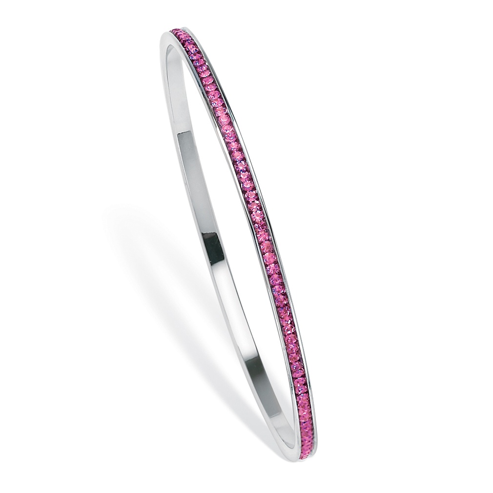Silver Tone Birthstone Eternity Bangle Bracelet