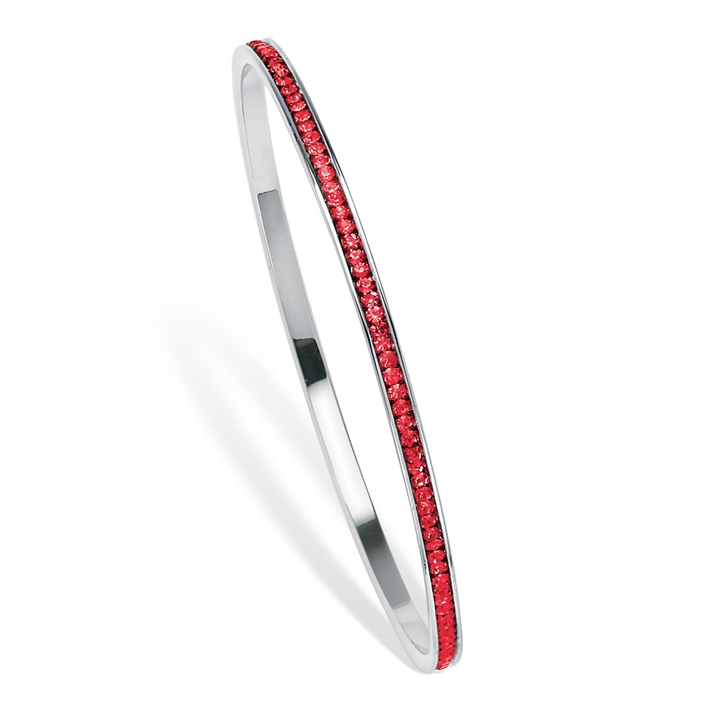 Silver Tone Birthstone Eternity Bangle Bracelet