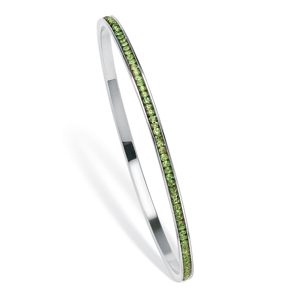 Silver Tone Birthstone Eternity Bangle Bracelet