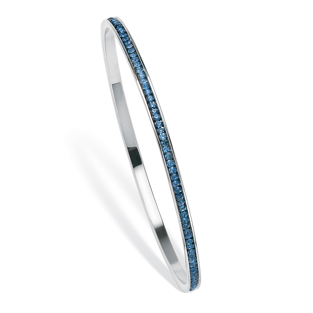 Silver Tone Birthstone Eternity Bangle Bracelet