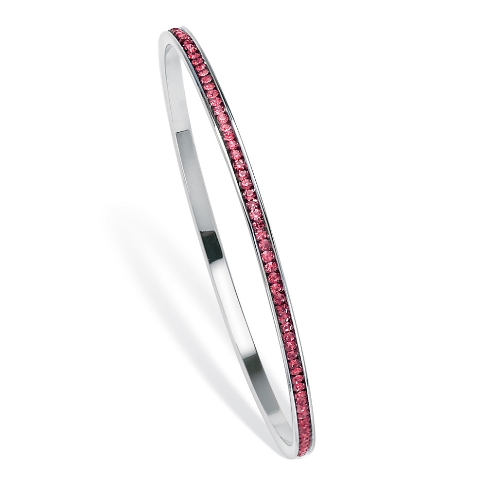 Silver Tone Birthstone Eternity Bangle Bracelet