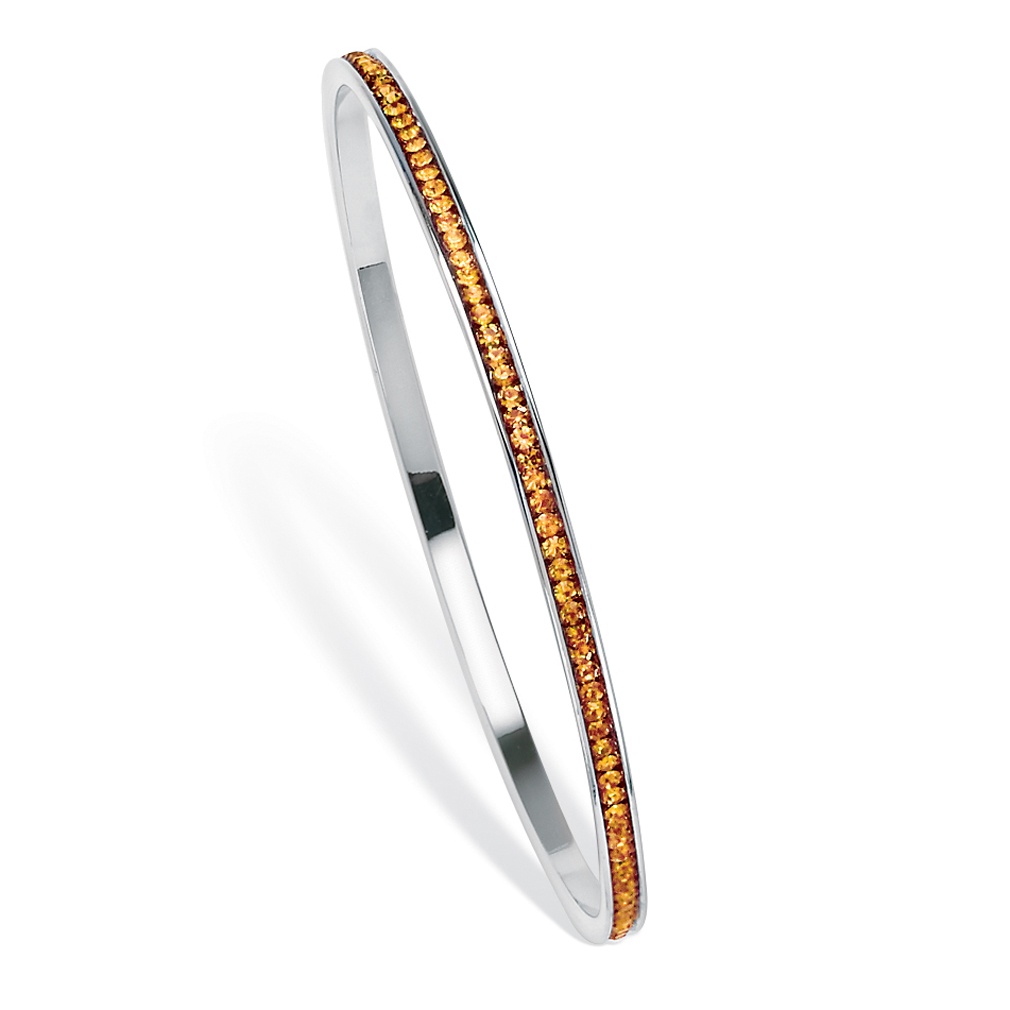 Silver Tone Birthstone Eternity Bangle Bracelet