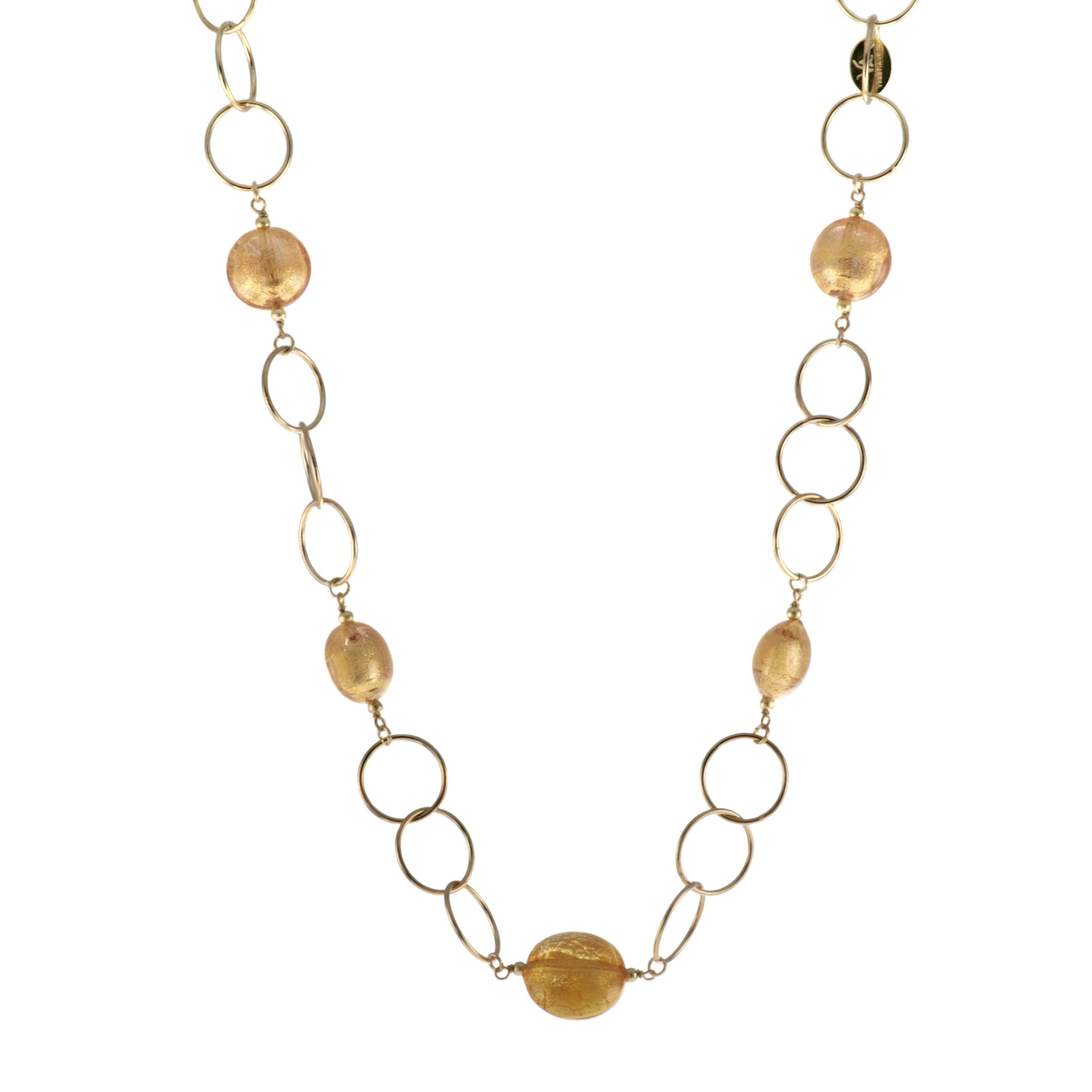 14K Gold-Plate Genuine Venetiaurum Murano Glass Circle Necklace