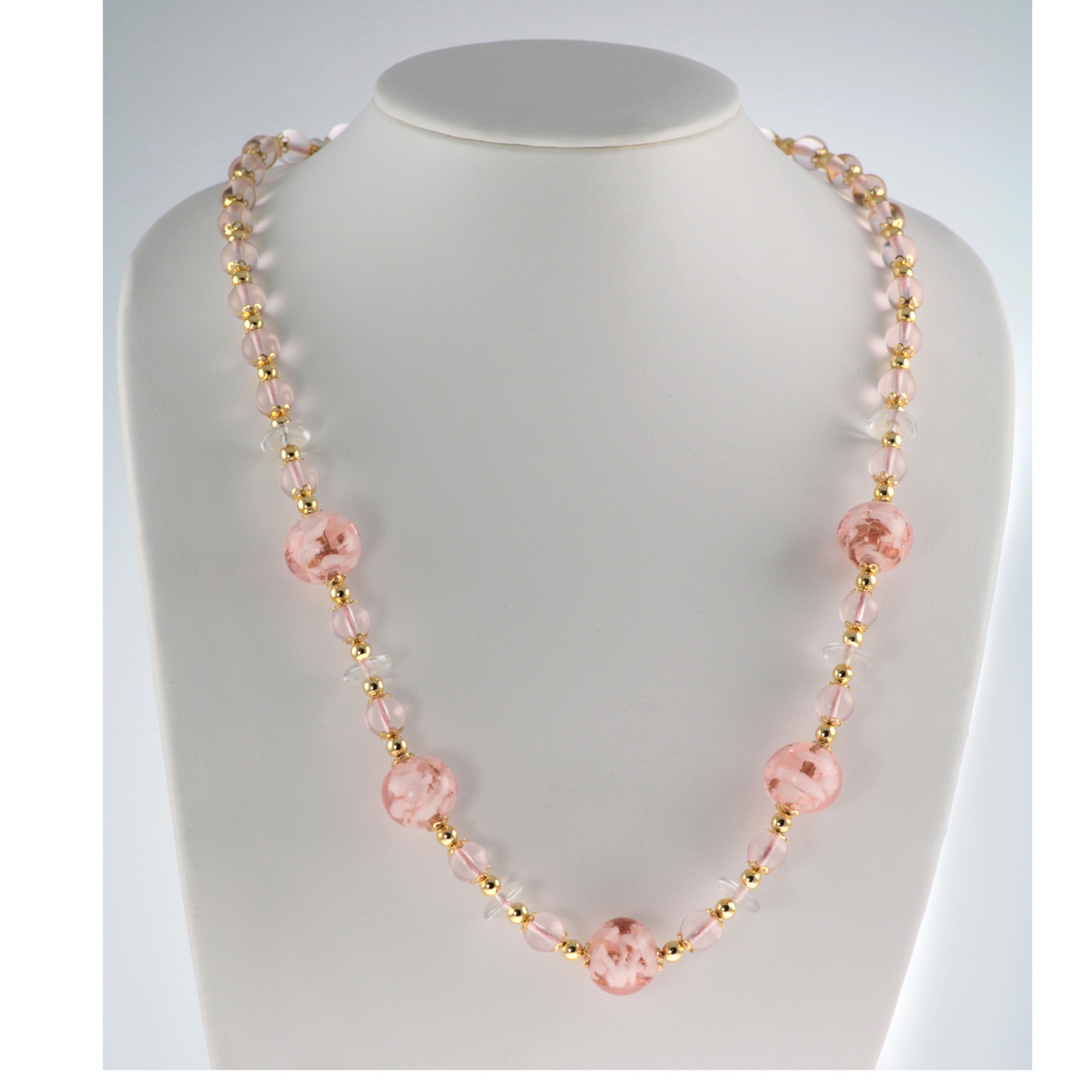 14K Gold-Plated Genuine Venetiaurum Murano Glass Beaded Necklace