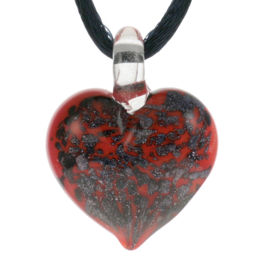 Sterling Silver Genuine Venetiaurum Murano Glass Heart-Shaped Pendant-Necklace