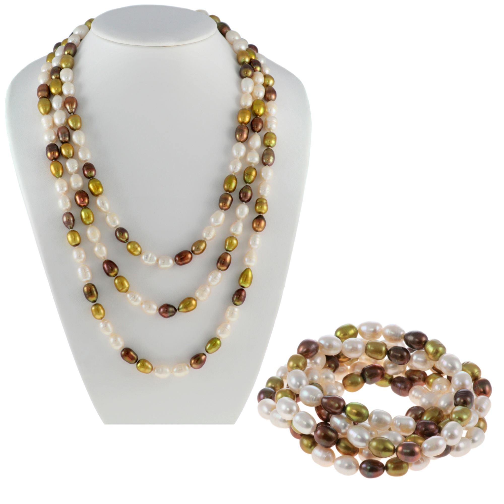 Cultured Freshwater Pearl Necklace and Bracelet Set