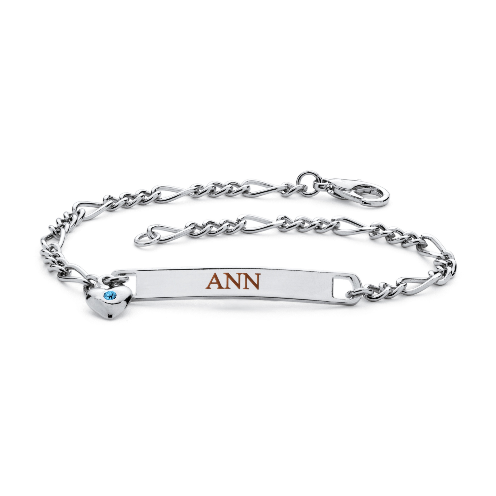 Silvertone Birthstone I.D. Bracelet