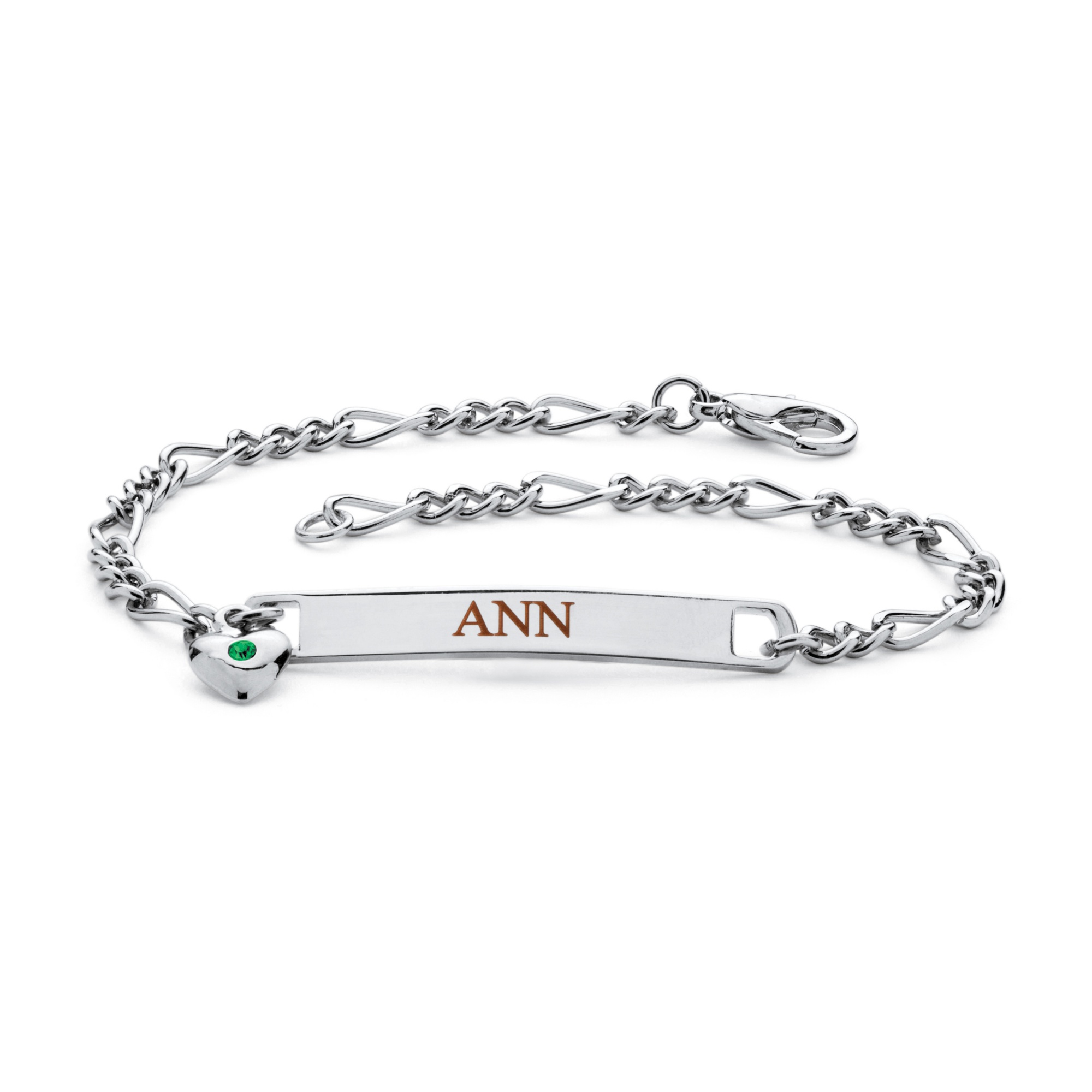 Silvertone Birthstone I.D. Bracelet