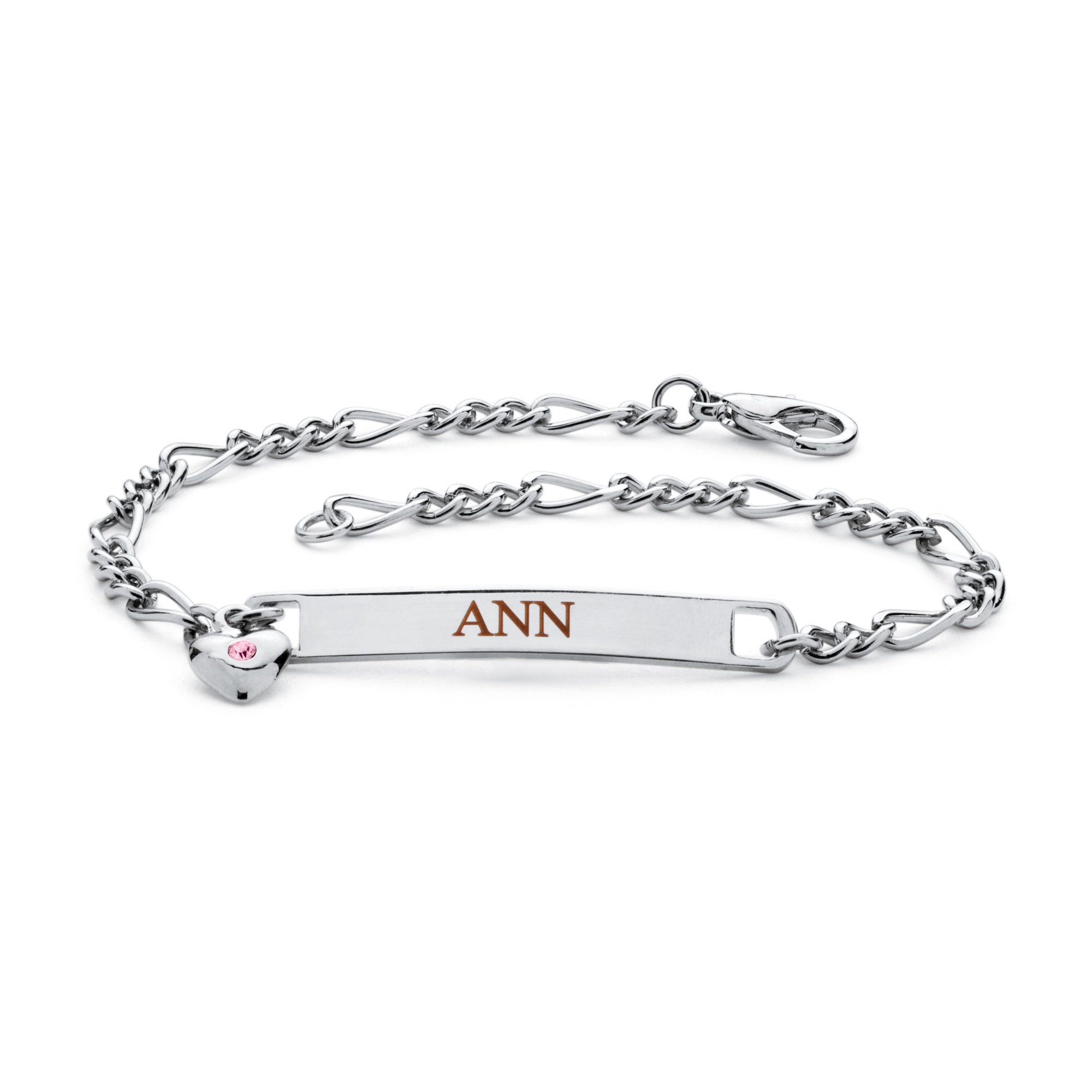 Silvertone Birthstone I.D. Bracelet