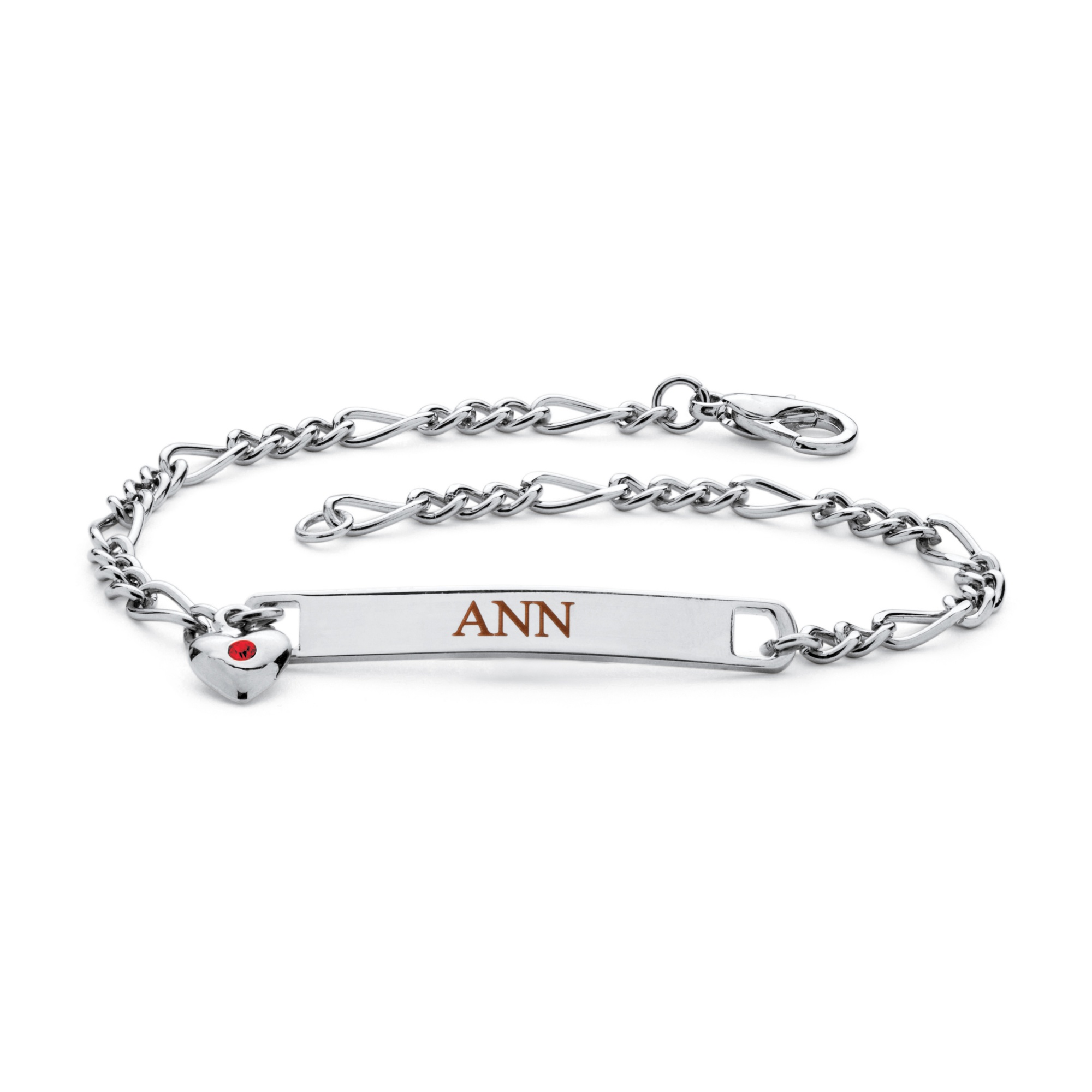 Silvertone Birthstone I.D. Bracelet