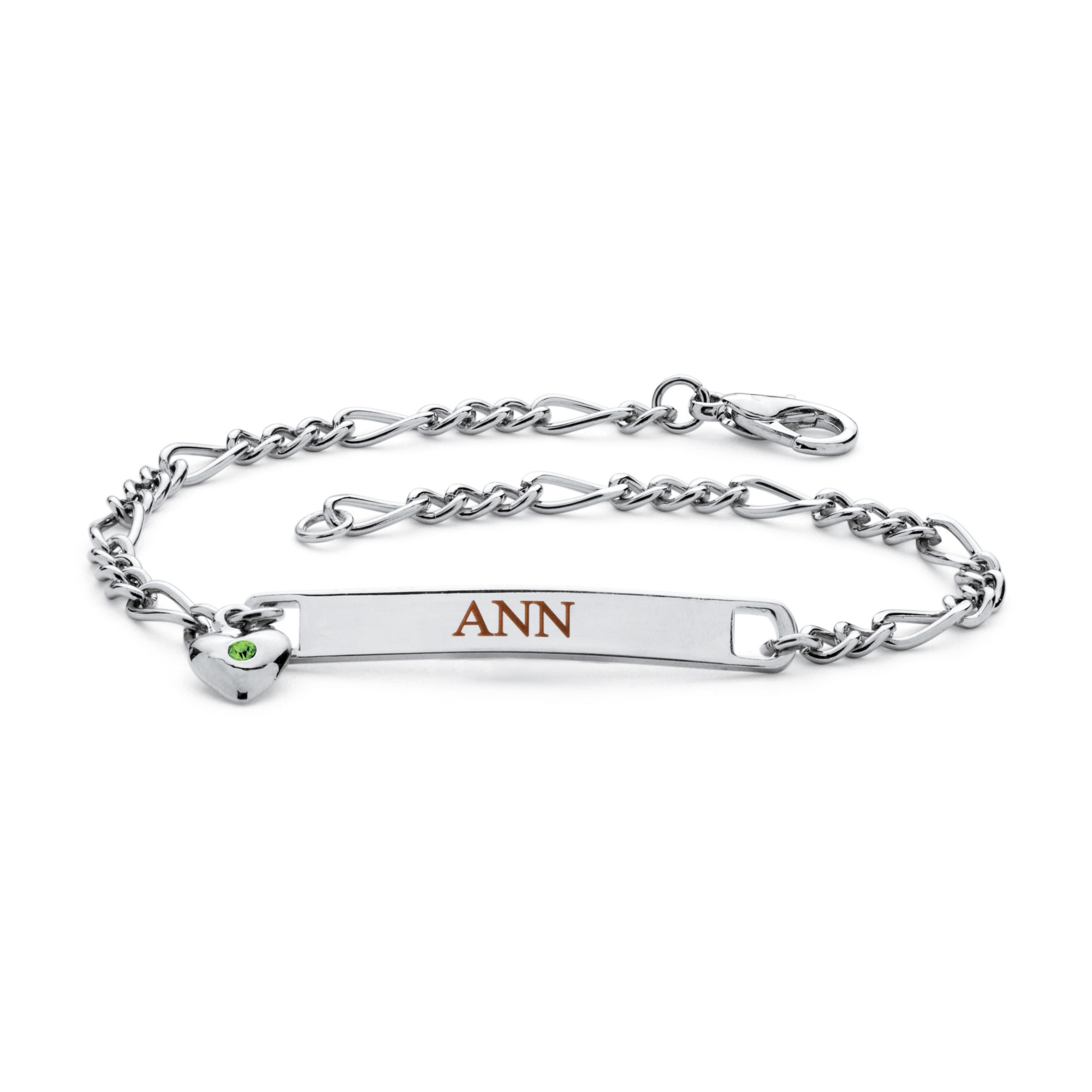 Silvertone Birthstone I.D. Bracelet