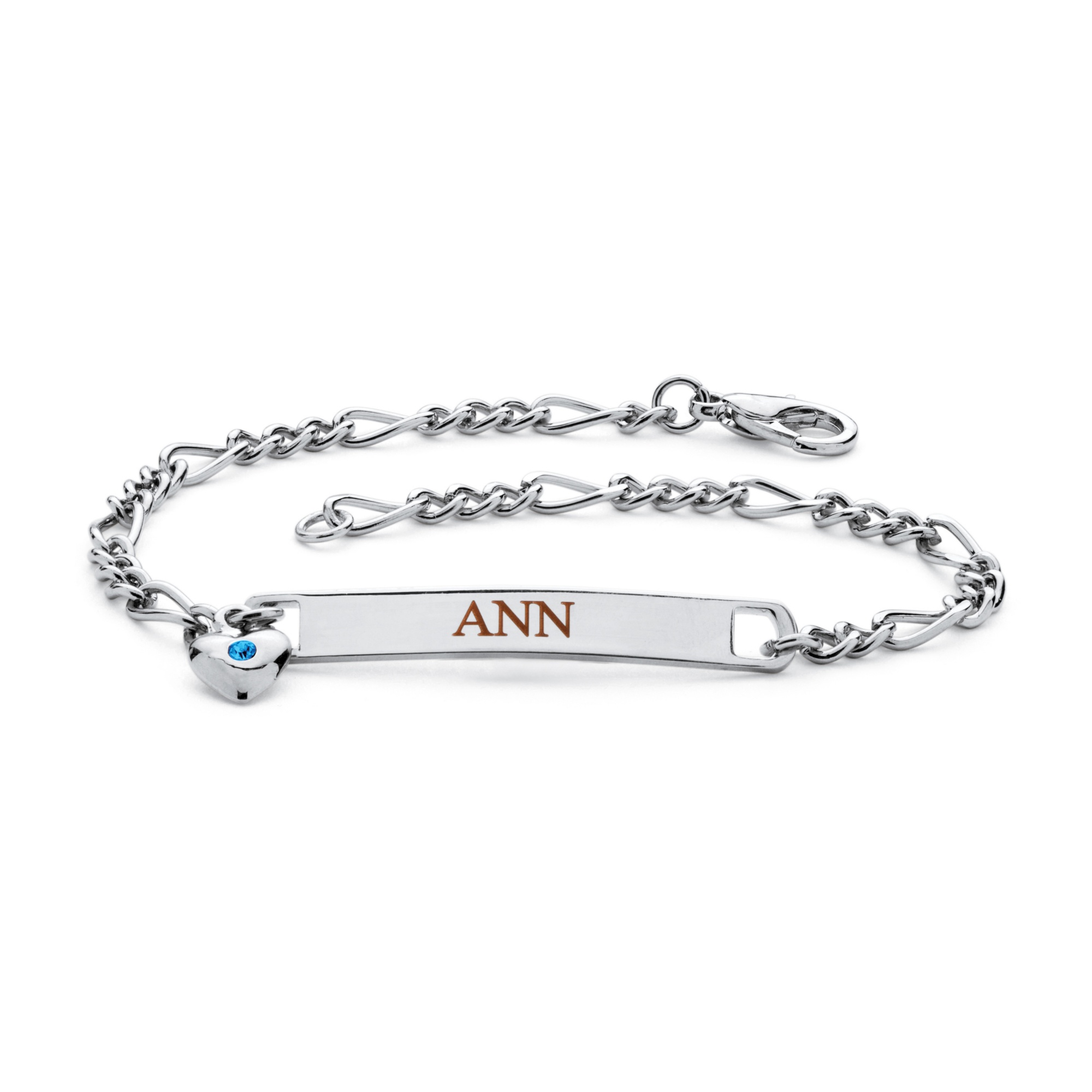 Silvertone Birthstone I.D. Bracelet