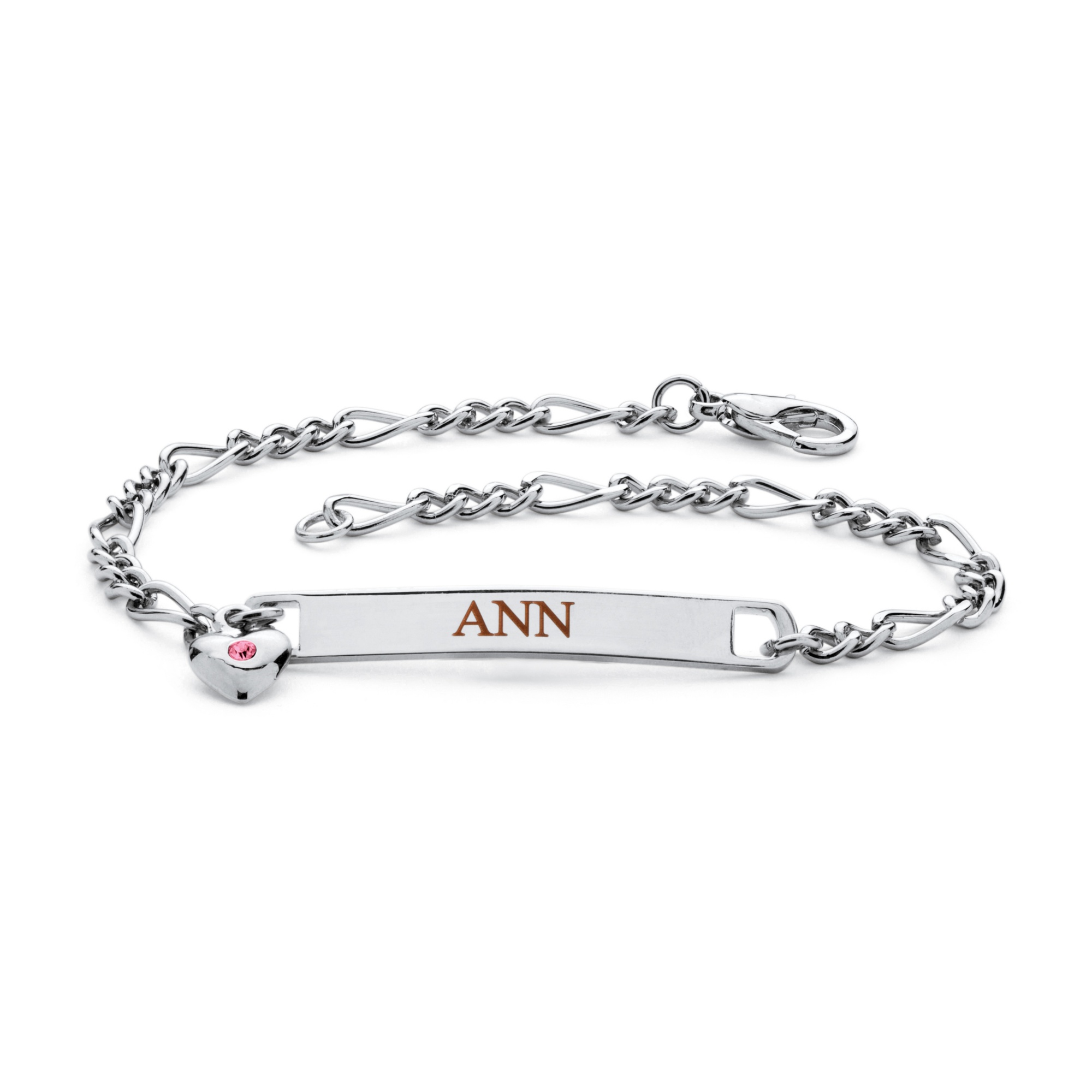 Silvertone Birthstone I.D. Bracelet