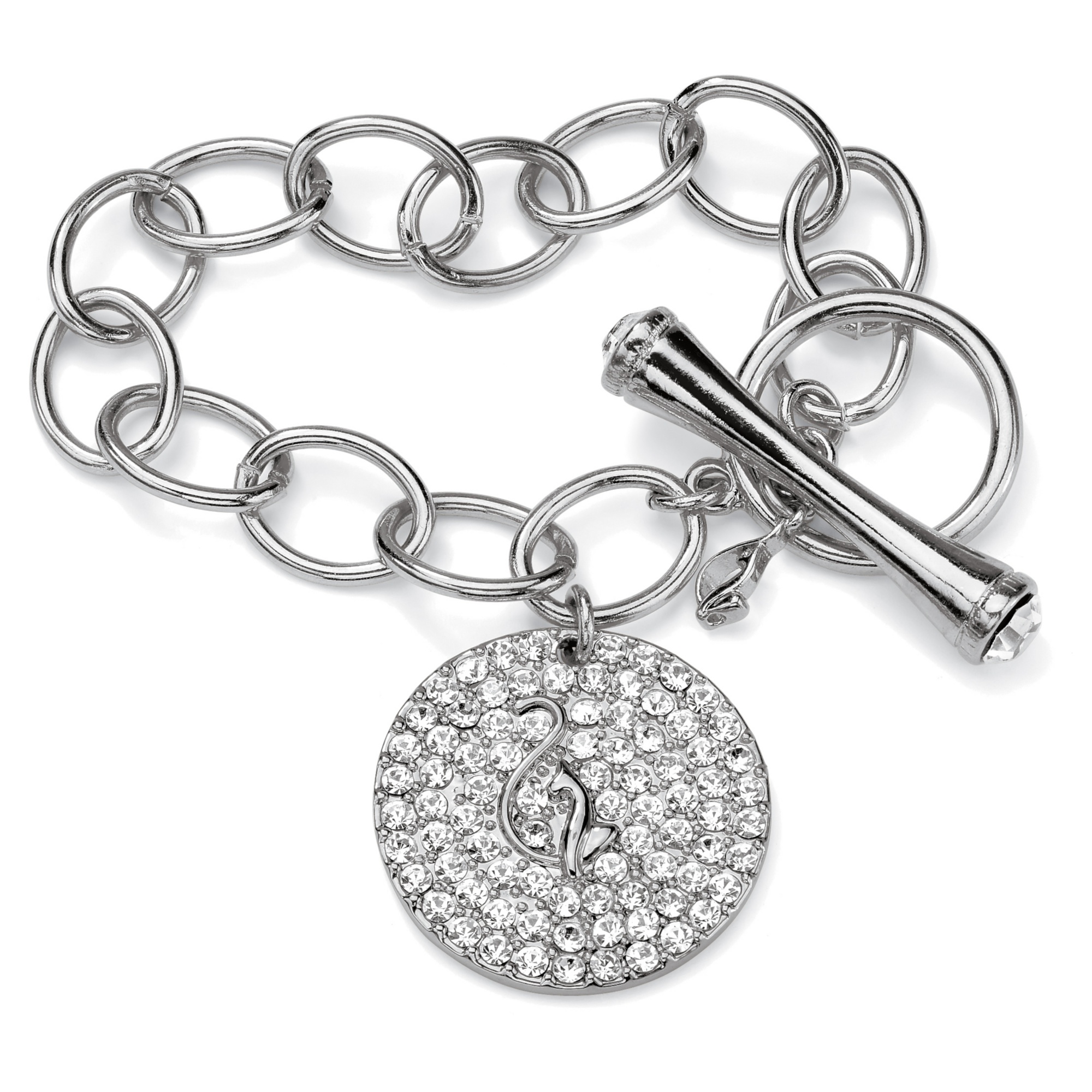 Silvertone Metal Baby Phat Crystal Charm Bracelet
