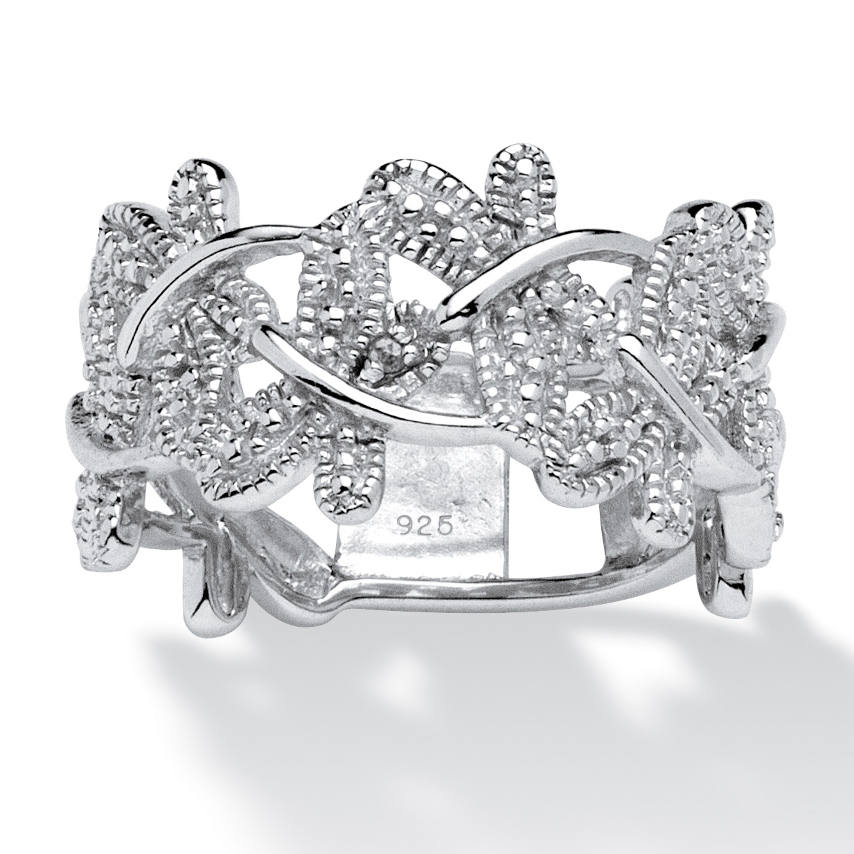 Platinum Over Sterling Silver Diamond Accent Butterfly Band Ring