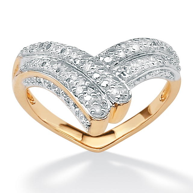 18K Gold Over Sterling Silver Diamond Heart-Shaped Ring