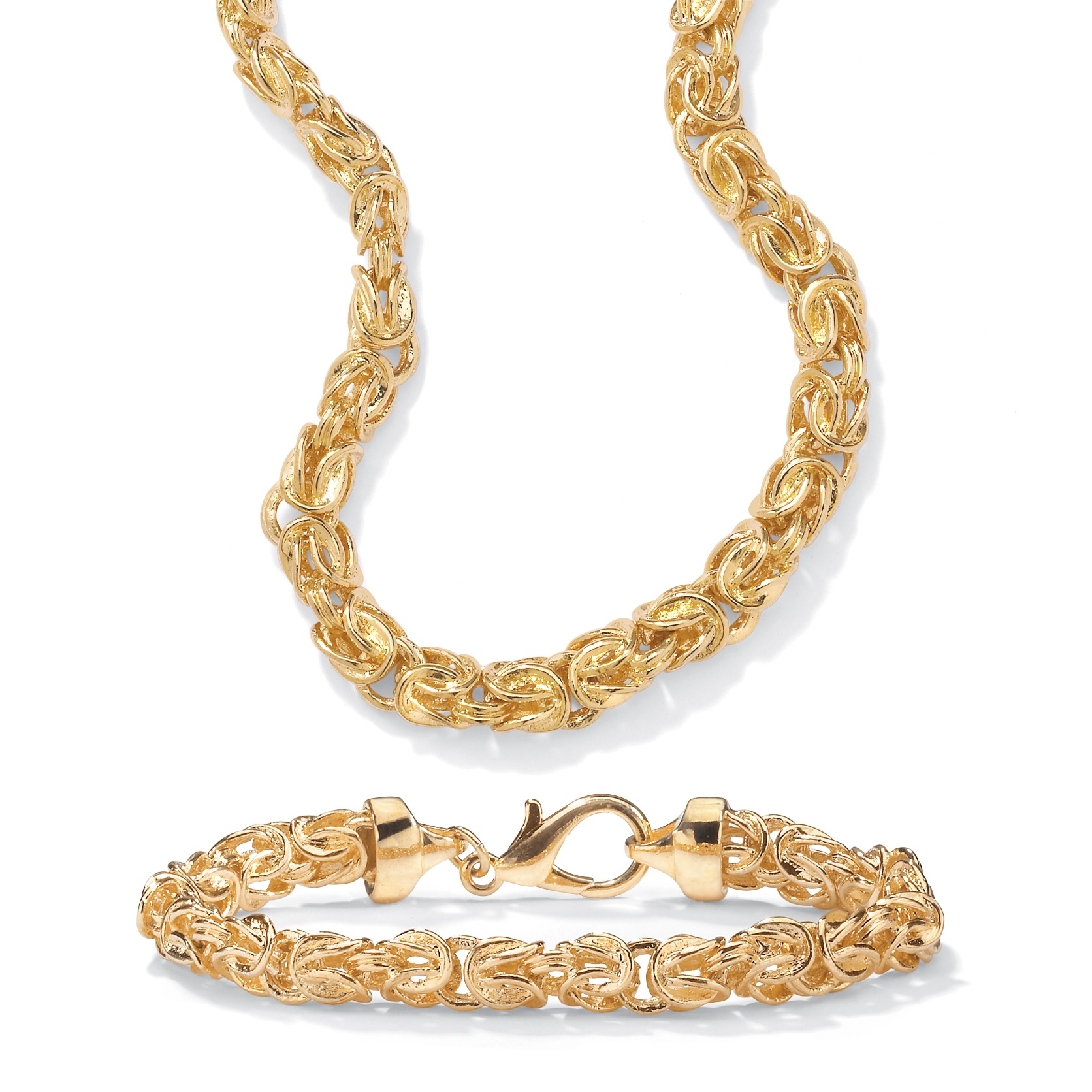 14k Gold-Plated Byzantine-Link Necklace with FREE Bracelet