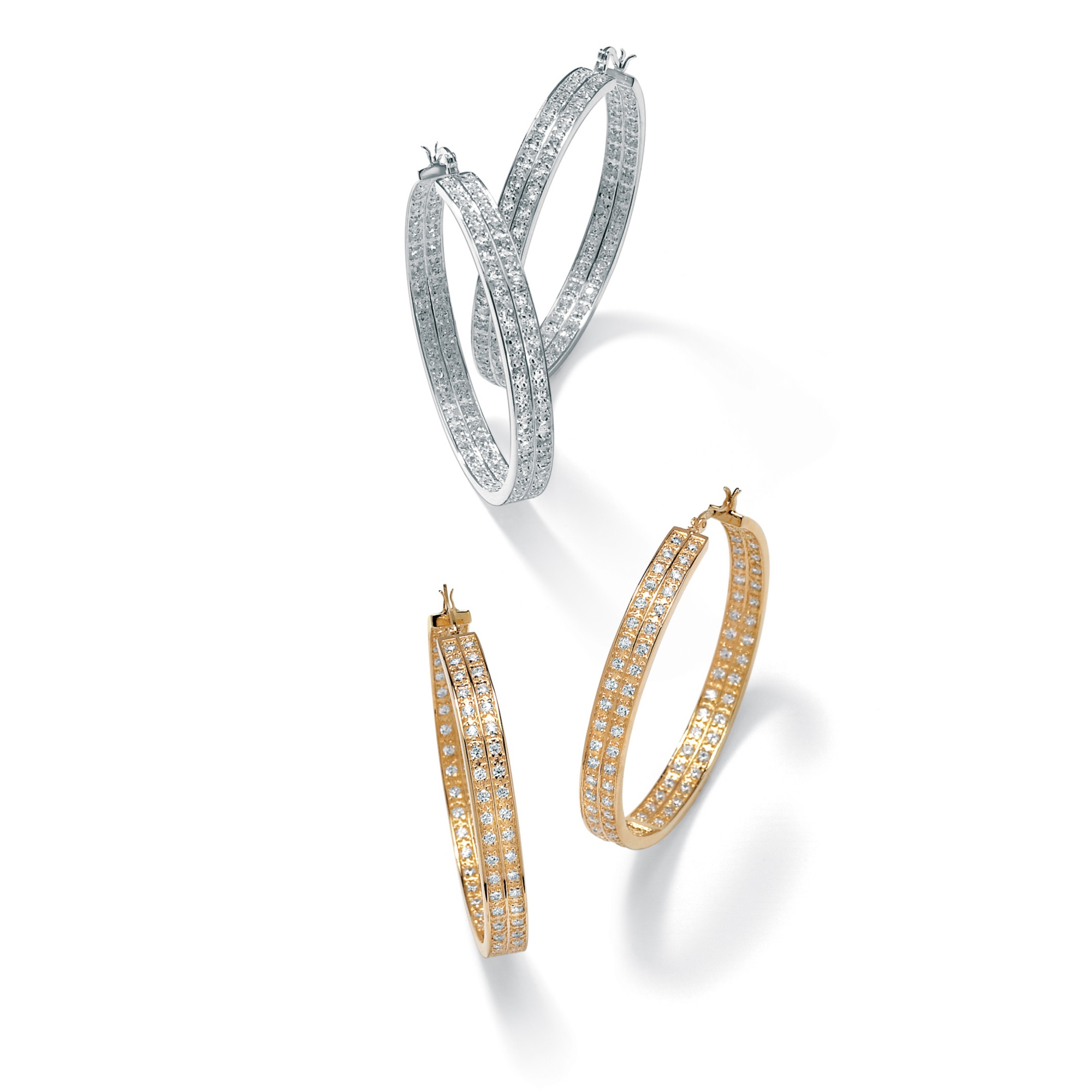14k Gold-Plated DiamonUltra&trade; Cubic Zirconia Hoop Pierced Earrings with ...