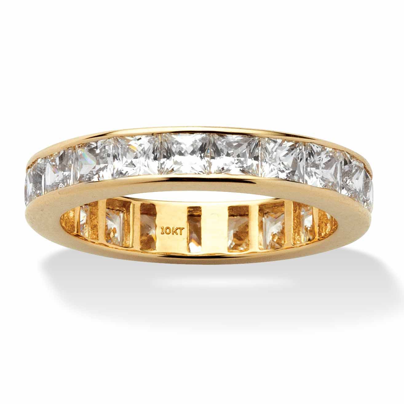 4.60 CT TW Channel-Set Princess-Cut DiamonUltra&trade; Cubic Zirconia ...