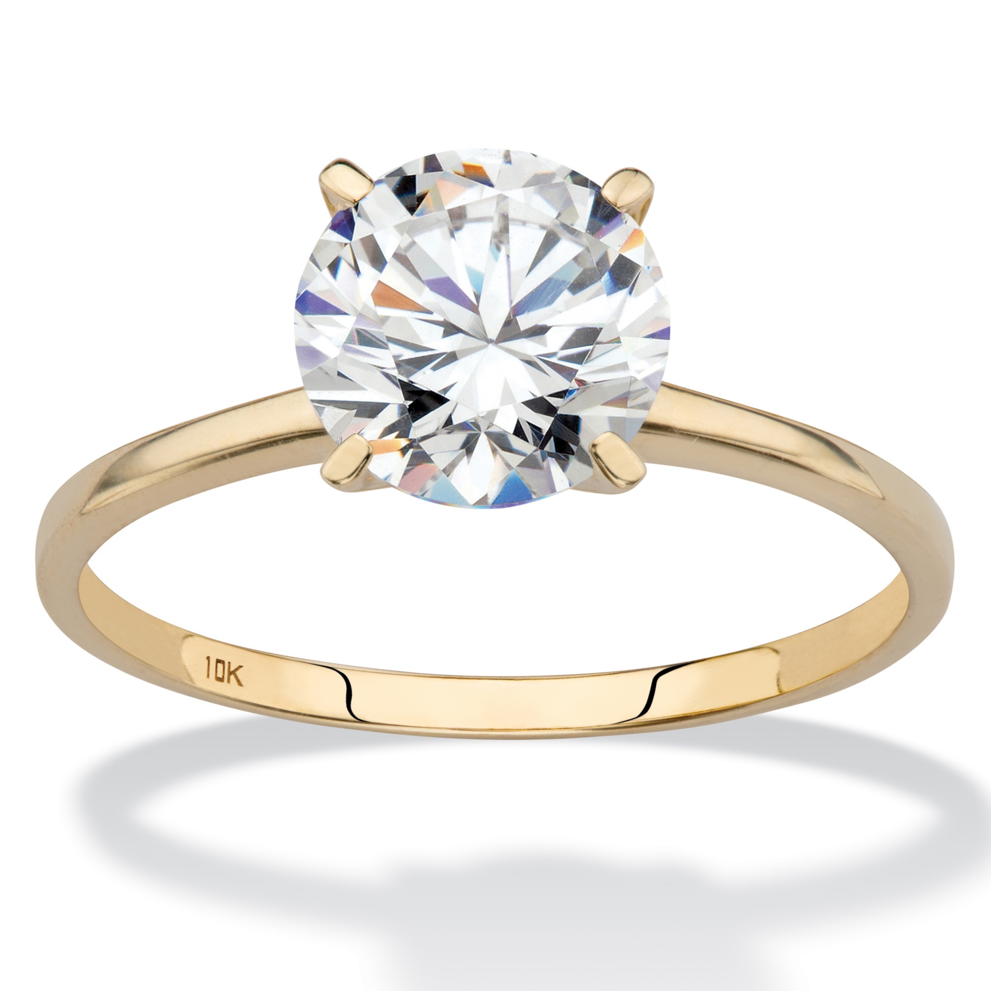 10k Gold Round DiamonUltra&trade; Cubic Zirconia Solitaire Ring